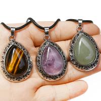 Zinc Alloy Pendants with Gemstone Teardrop plated DIY nickel lead & cadmium free Sold By PC