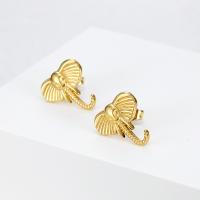 Titanium Steel  Earring Elephant Vacuum Ion Plating fashion jewelry & for woman golden Sold By Pair