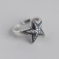 Sterling Silver smycken finger ring, 925 sterling silver, Star, mode smycken & Unisex, nickel, bly och kadmium gratis, 17.3mm, Säljs av PC