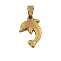 Rostfritt stål Animal Hängen, 304 rostfritt stål, Dolphin, mode smycken & för kvinna, gyllene, 22x14x3mm, Hål:Ca 4mm, Säljs av PC