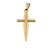 Ciondoli in acciaio inox incrociati, 304 acciaio inox, Croce, gioielli di moda & per la donna, dorato, 4x25x2mm, Foro:Appross. 4mm, Venduto da PC