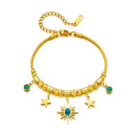 Titanium Steel Bracelet & Bangle with turquoise with 1.97inch extender chain 18K gold plated fashion jewelry & for woman golden Sold Per Approx 6.3 Inch Strand