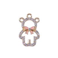 Sinc Alloy Rhinestone Pendants, Bear, plátáilte, DIY & cruan & le rhinestone, dathanna níos mó le haghaidh rogha, nicil, luaidhe & caidmiam saor in aisce, 15x24mm, 10ríomhairí pearsanta/Mála, Díolta De réir Mála