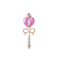 Sinc Alloy Rhinestone Pendants, Magic Wand, Dath an óir plated KC, DIY & cruan & le rhinestone, dathanna níos mó le haghaidh rogha, nicil, luaidhe & caidmiam saor in aisce, 16x48mm, 10ríomhairí pearsanta/Mála, Díolta De réir Mála