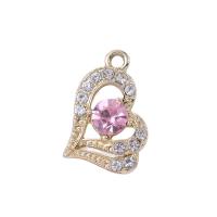 Zinc Alloy Rhinestone Pendants Heart plated DIY & with rhinestone nickel lead & cadmium free Sold By Bag