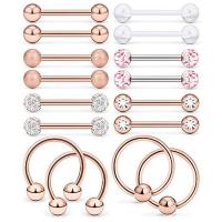 304 nehrđajućeg čelika Body Piercing Nakit Set, 16 komada & bez spolne razlike, više boja za izbor, 1.60x16x5mm, Prodano By Set