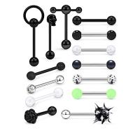 304 nehrđajućeg čelika Body Piercing Nakit Set, 14 komada & bez spolne razlike, više boja za izbor, 1.6x16x5/6mm, Prodano By Set