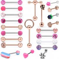 Acier inoxydable 304 Bijoux Body Piercing Set, unisexe, plus de couleurs à choisir, 1.60x16x5mm, Vendu par fixé