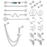 Stal nierdzewna 304 Body Piercing Jewelry Set, dla obu płci, oryginalny kolor, 1.6x38x5mm,1.2x6x3mm, sprzedane przez Ustaw