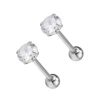 Roestvrij Staal Tongpiercing ringen, 304 roestvrij staal, met Cubic Zirconia, mode sieraden & uniseks, oorspronkelijke kleur, 1.60x16x5mm, Verkocht door PC