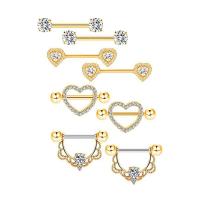 Acier inoxydable 304 Bijoux Body Piercing Set, coeur, bijoux de mode & pavé de micro zircon & pour femme, plus de couleurs à choisir, 1.60x16mm, Vendu par fixé