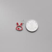 925 Sterling Silber Anhänger, Hase, plattiert, DIY & Epoxy Aufkleber, rot, 15x10.50x2mm, verkauft von PC