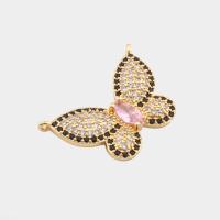 Cubic Zirconia Micro Pave Brass Connector Butterfly high quality plated DIY & micro pave cubic zirconia gold Approx 1mm Sold By PC