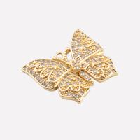 Cubique Pendentif en laiton zircon pavent, papillon, fade et jamais plaqué de haute qualité, DIY & pavé de micro zircon, Or, 23x26x4mm, Trou:Environ 2mm, Vendu par PC