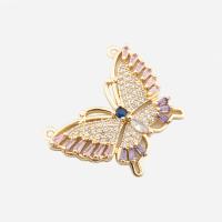 Cubic Zirconia Micro Pave Brass Connector Butterfly high quality plated DIY & micro pave cubic zirconia gold Approx 1.5mm Sold By PC