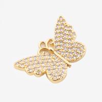 Cubic Zirconia Micro Pave Brass Pendant Butterfly high quality plated DIY & micro pave cubic zirconia gold Approx 1.5mm Sold By PC