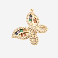 Cubic Zirconia Micro Pave Brass Pendant Butterfly high quality plated DIY & micro pave cubic zirconia gold Approx 1.5mm Sold By PC