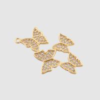 Cubic Zirconia Micro Pave Brass Pendant Butterfly high quality plated DIY & micro pave cubic zirconia gold Approx 1.5mm Sold By PC