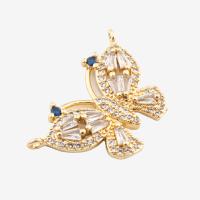 Cubic Zirconia Micro Pave Brass Connector Butterfly high quality plated DIY & micro pave cubic zirconia gold Approx 1.5mm Sold By PC