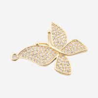 Cubic Zirconia Micro Pave Brass Pendant Butterfly high quality plated DIY & micro pave cubic zirconia gold Approx 2mm Sold By PC