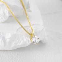 Kubieke Zircon Micro effenen Sterling zilveren ketting, 925 sterling zilver, mode sieraden & micro pave zirconia & voor vrouw, meer kleuren voor de keuze, nikkel, lood en cadmium vrij, Verkocht door PC