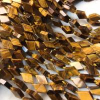 Tiger Eye perle, Romb, uglađen, narodnoj stilu & možete DIY, žut, 12x15mm, Prodano Per Približno 38-40 cm Strand