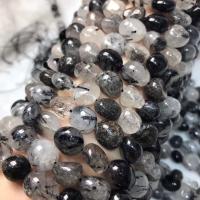 مجوهرات كوارتز الطبيعية الخرز, Rutilated الكوارتز الأسود, شذرات, مصقول, النمط الشعبي & ديي, beads length  10-12mm, تباع لكل تقريبا 38-40 سم حبلا