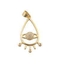 Cubique Pendentif en laiton zircon pavent, Mauvais œil, Placage de couleur d'or, bijoux de mode & DIY & pavé de micro zircon, doré, 33x17x2mm, Trou:Environ 3mm, Vendu par PC