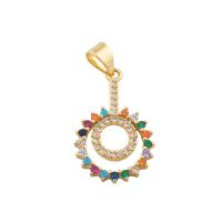 Cubique Pendentif en laiton zircon pavent, Placage de couleur d'or, bijoux de mode & DIY & pavé de micro zircon, multicolore, 27x14x2mm, Trou:Environ 2mm, Vendu par PC