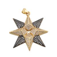 Cubic Zirconia Micro Pave Brass Pendant gold color plated fashion jewelry & DIY & micro pave cubic zirconia two different colored Approx 3mm Sold By PC