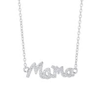 Circón cúbico micr3ofono pavimenta collar de plata esterlina, Plata de ley 925, con 1.18inch extender cadena, Carta del alfabeto, Joyería & micro arcilla de zirconia cúbica & para mujer, libre de níquel, plomo & cadmio, 22x8mm, longitud aproximado 16.53 Inch, Vendido por UD