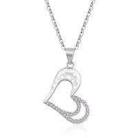 Circón cúbico micr3ofono pavimenta collar de plata esterlina, Plata de ley 925, con 1.18inch extender cadena, Corazón, Joyería & diferentes estilos para la opción & micro arcilla de zirconia cúbica & para mujer, libre de níquel, plomo & cadmio, 16.5x23.5mm, longitud aproximado 16.53 Inch, Vendido por UD