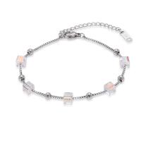 Bijoux bracelet en acier inoxydable, Acier inoxydable 304, avec quartz clair, cube, bijoux de mode & pour femme, plus de couleurs à choisir, Longueur Environ 23.5 cm, Vendu par PC