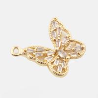 Cubique Pendentif en laiton zircon pavent, papillon, fade et jamais plaqué de haute qualité, DIY & pavé de micro zircon, Or, 19x27x2mm, Trou:Environ 1mm, Vendu par PC