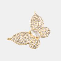 Cubic Zirconia Micro Pave Brass Connector Butterfly high quality plated DIY & micro pave cubic zirconia gold Approx 1mm Sold By PC