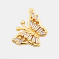 Cubic Zirconia Micro Pave Brass Pendant Butterfly high quality plated DIY & micro pave cubic zirconia gold Approx 1.5mm Sold By PC