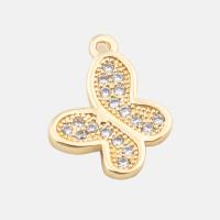 Cubique Pendentif en laiton zircon pavent, papillon, fade et jamais plaqué de haute qualité, DIY & pavé de micro zircon, Or, 12x10.50x2mm, Trou:Environ 1mm, Vendu par PC