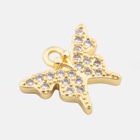 Cubic Zirconia Micro Pave Brass Pendant Butterfly high quality plated DIY & micro pave cubic zirconia gold Approx 1.5mm Sold By PC