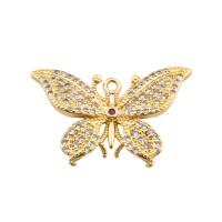 Cubic Zirconia Micro Pave Brass Pendant Butterfly high quality plated DIY & micro pave cubic zirconia gold Approx 2mm Sold By PC