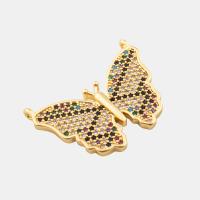 Cubic Zirconia Micro Pave Brass Connector Butterfly high quality plated DIY & micro pave cubic zirconia gold Approx 1.5mm Sold By PC