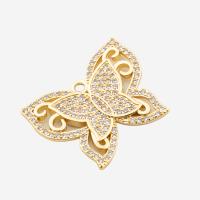 Cubic Zirconia Micro Pave Brass Pendant Butterfly high quality plated DIY & micro pave cubic zirconia gold Approx 2mm Sold By PC