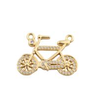 Cúbicos Circonia Colgante Latón Micro pavimenta, metal, Bicicleta, chapado en color dorado, Joyería & Bricolaje & micro arcilla de zirconia cúbica & perforado doble, dorado, 17x23x2mm, agujero:aproximado 0.8mm, Vendido por UD