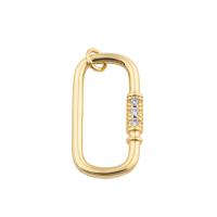 Messing hanger met micro-paved kubieke zirconia's, gold plated, mode sieraden & DIY & micro pave zirconia, gouden, 26x13x3mm, Gat:Ca 1.5mm, Verkocht door PC