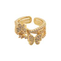 Kubieke Circonia Micro Pave Brass Ring, Messing, gold plated, mode sieraden & micro pave zirconia & voor vrouw, gouden, 21*14*4mm, Gat:Ca 0.1mm, Verkocht door PC