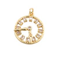 Cubic Zirconia Micro Pave Brass Pendant Round gold color plated fashion jewelry & DIY & micro pave cubic zirconia golden Approx 2mm Sold By PC