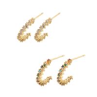 Cubic Zirconia Micro Pave Brass Earring gold color plated fashion jewelry & micro pave cubic zirconia & for woman Sold By Pair