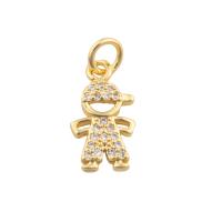 Cubic Zirconia Micro Pave bronze Pingente, cobre, cromado de cor dourada, joias de moda & DIY & micro pavimento em zircônia cúbica, dourado, 18x8x2mm, Buraco:Aprox 1mm, vendido por PC