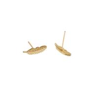 925 Sterling Sølv Stud Earring, Feather, forgyldt, for kvinde, flere farver til valg, Solgt af par