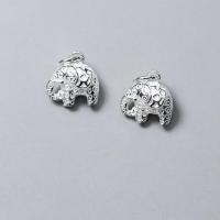 925 Sterling Sølv vedhæng, Elephant, forgyldt, du kan DIY, sølv, 12x12x8mm, Solgt af PC