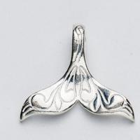 925 Sterling zilveren hanger, De staart van de zeemeermin, plated, DIY, zilver, 21x17mm, Verkocht door PC